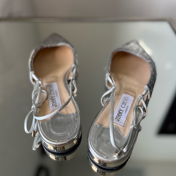 JIMMY CHOO Gemista Sparkle Slingback Flat Shoes 37 - Picture 8 of 13